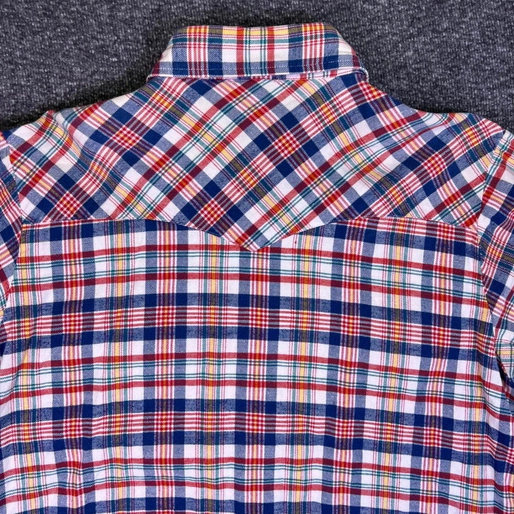 VTG 70s Levis Western Shirt Mens XL Plaid Snap‎ Sportswear Retro Big E White Tab